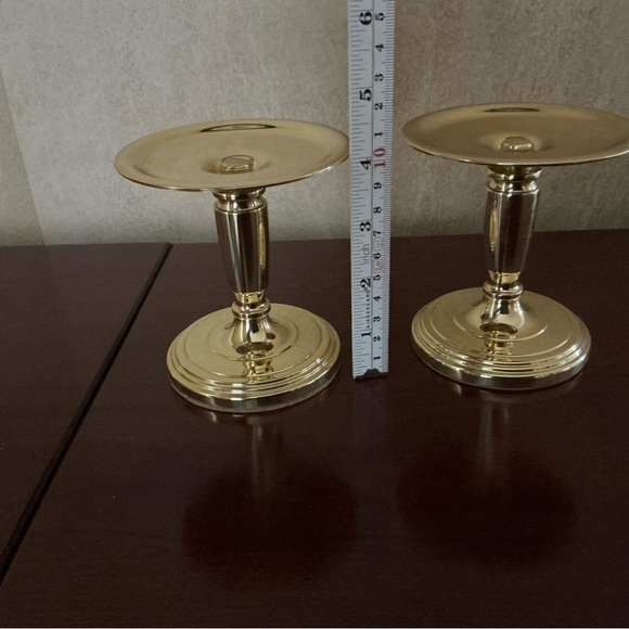 Pair of Baldwin Brass Pillar Candle Holders - Picture 5 of 6